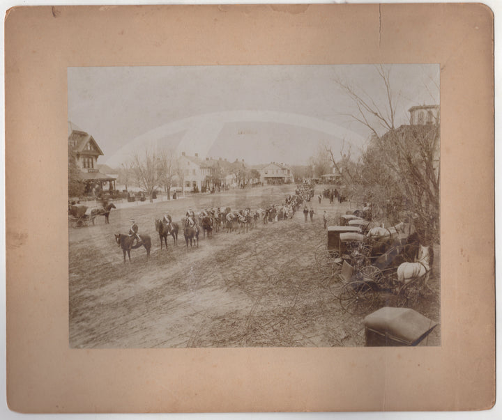 Mount Zion PA Centennial Parade Band Large Street Scene Antique Photo on Board