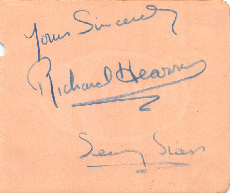 Richard Hearne Mr Pastry TV and movie actor Original Autograph SIgnature 1930s