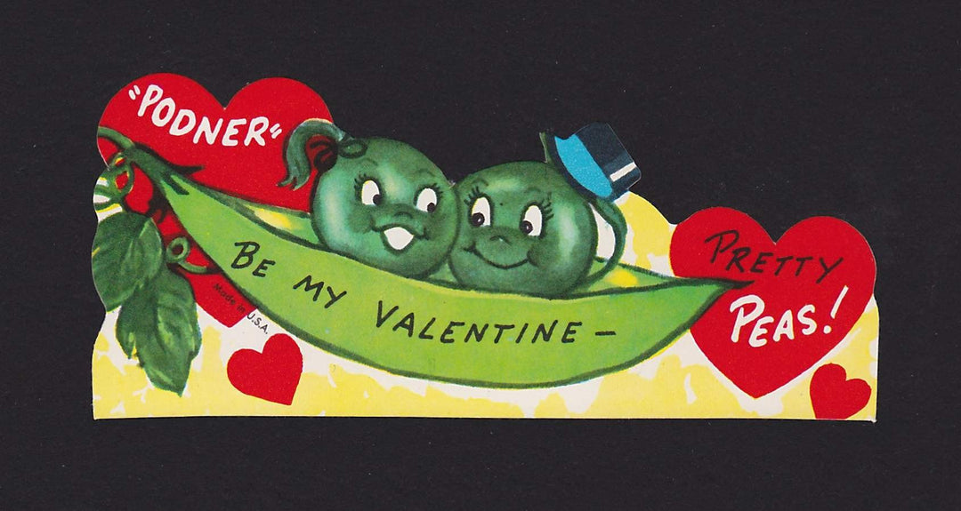 Pretty Peas Be My Valentine Cute Vintage Valentine's Day Greeting Card