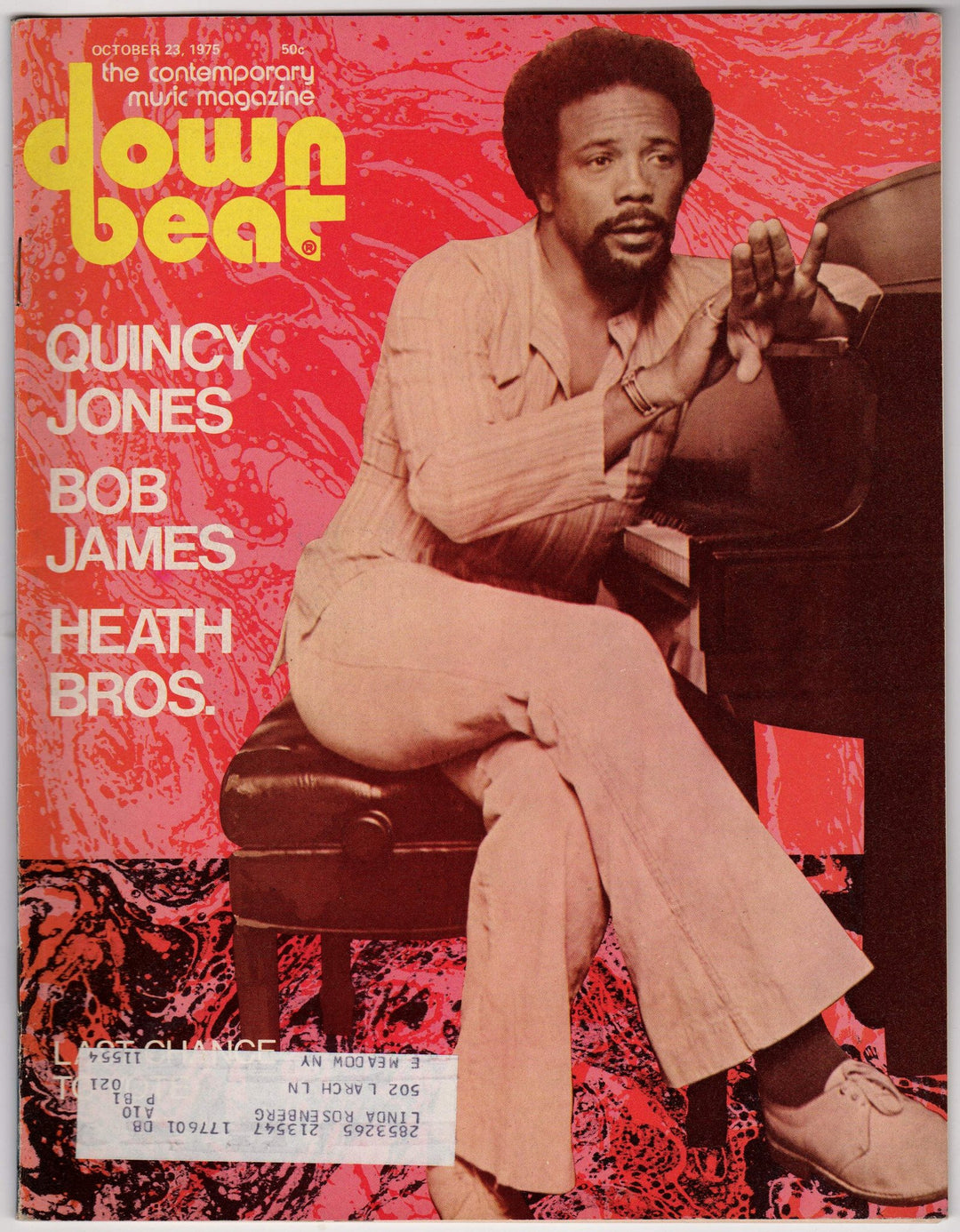 Quincy Jones & Heath Bros. Jazz Musicians Vintage Down Beat Magazine 1965