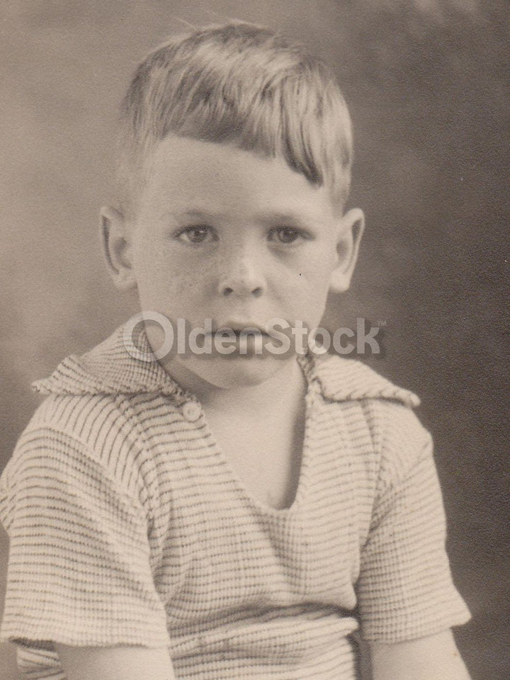 Redhead Twin Boys in Cute Polo Shirts Vintage Snapshot Photographs