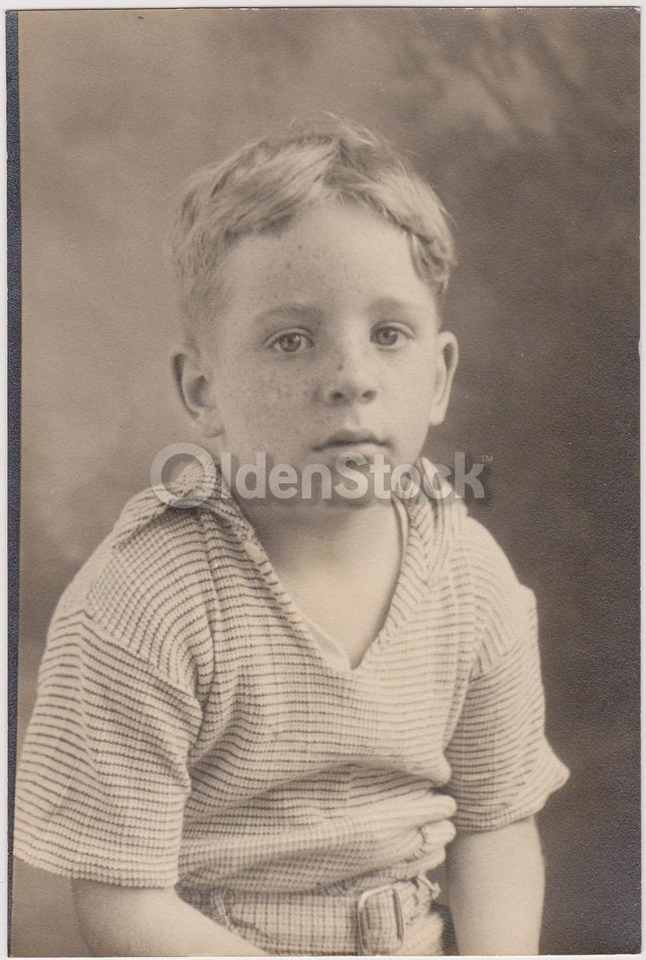 Redhead Twin Boys in Cute Polo Shirts Vintage Snapshot Photographs