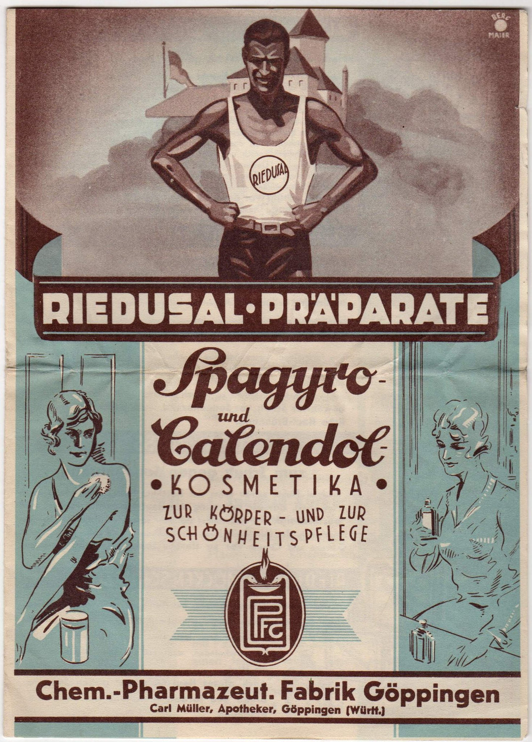 Riedusal Sports Medicine Ointment Vintage German Graphic Advertising Flyer