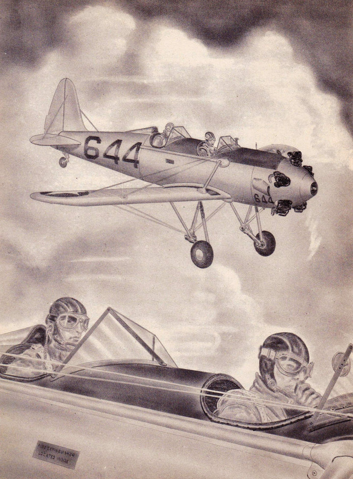 Ryan PT-22 Recruit Fighter Planes Military Aircraft Vintage WWII Illustration Print 1944