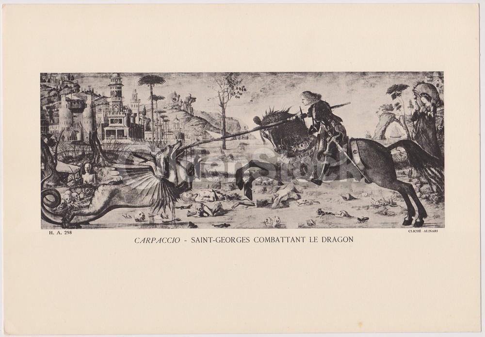Saint-Georges Combattant Le Dragon Artwork by Carpaccio Vintage Graphic Art Illu