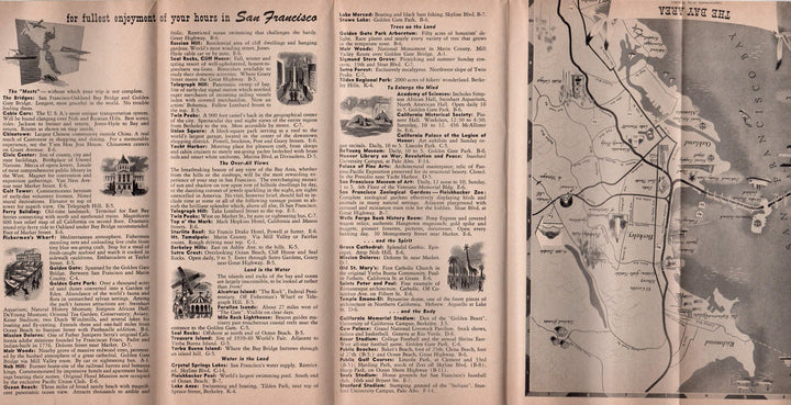 San Francisco Bay Area California Vintage Graphic Advertising Travel Brochure Map