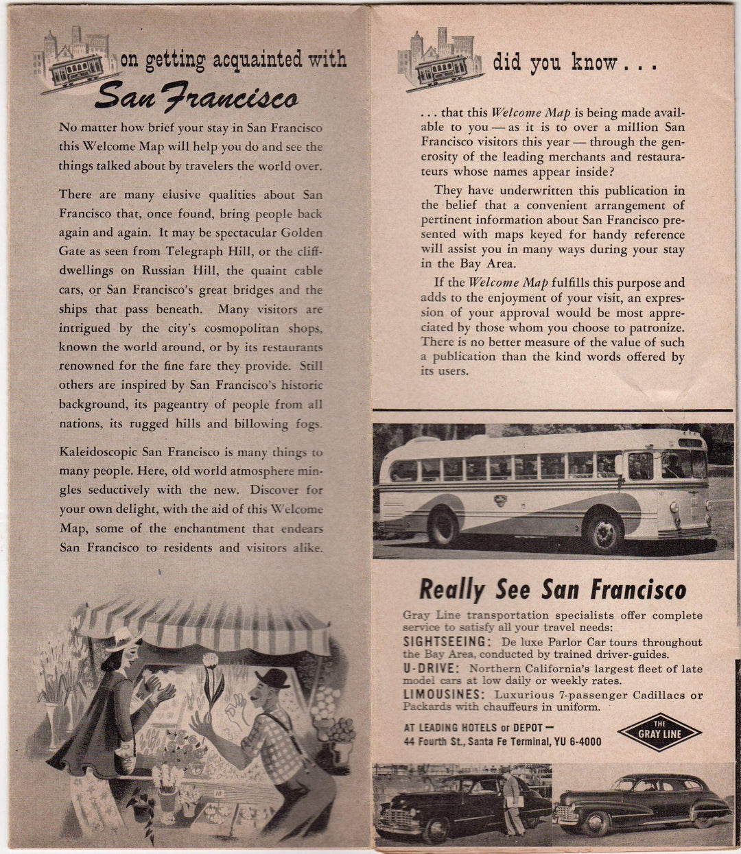 San Francisco Bay Area California Vintage Graphic Advertising Travel Brochure Map