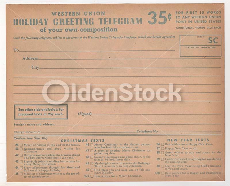 Santa Clause Western Union Holiday Telegrams Vintage Graphic Advertising Christmas Flyer
