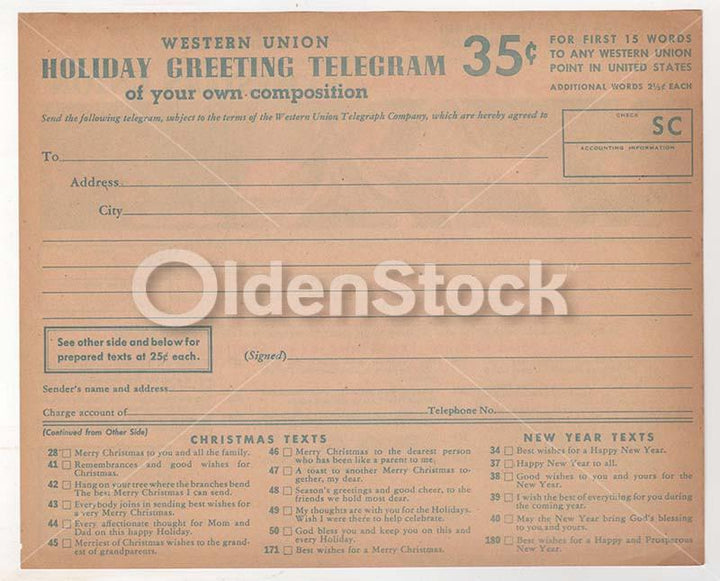 Santa Clause Western Union Holiday Telegrams Vintage Graphic Advertising Christmas Flyer