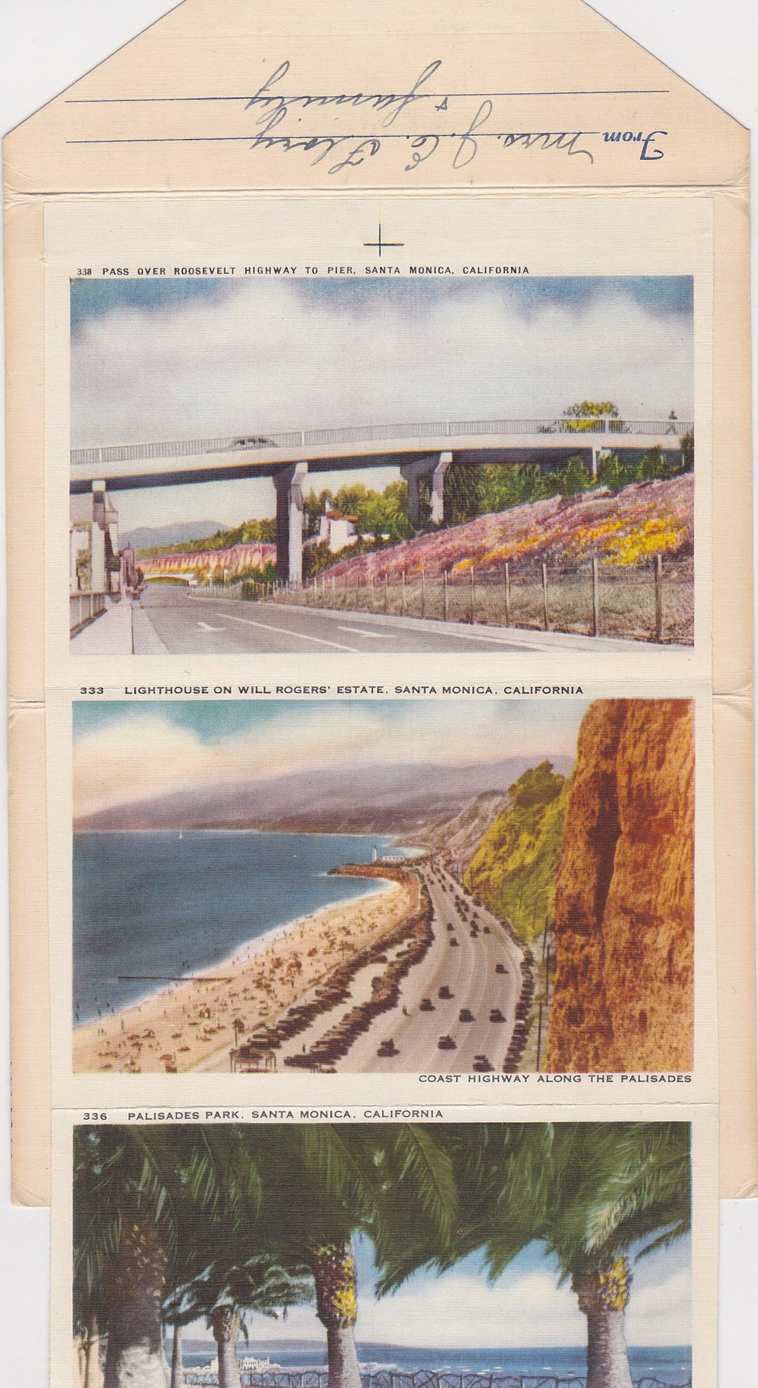 Santa Monica California Vintage Graphic Illustrated Souvenir Postcards Packet