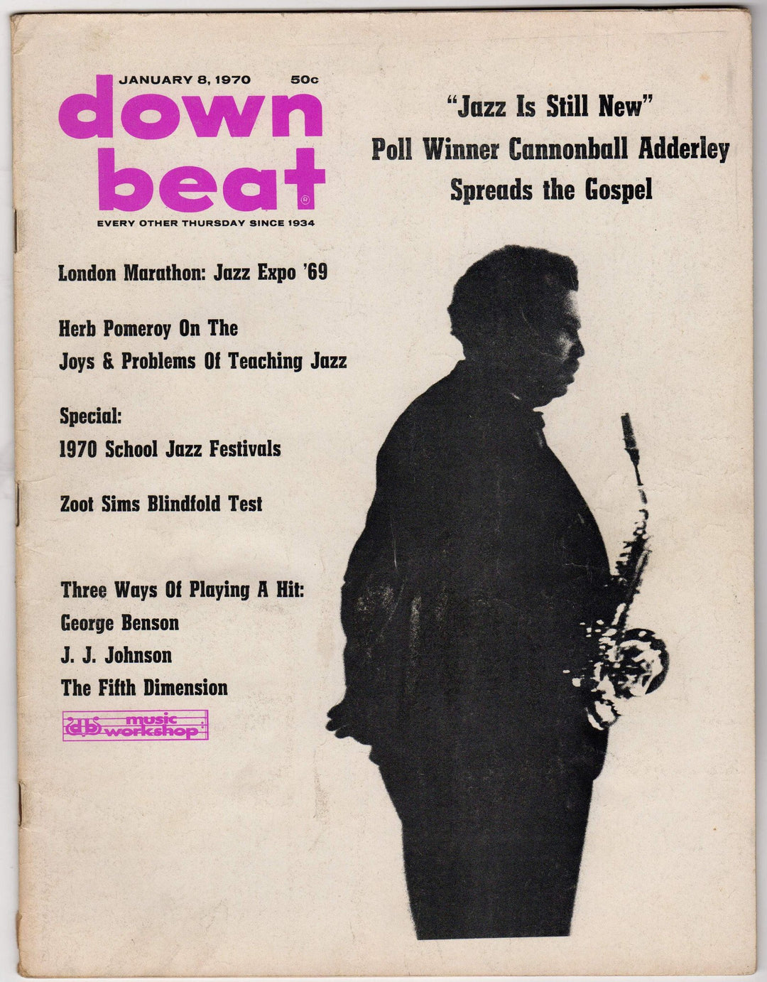 Cannonball Adderley & Zoot Sims Jazz Musicians Down Beat Magazine 1970