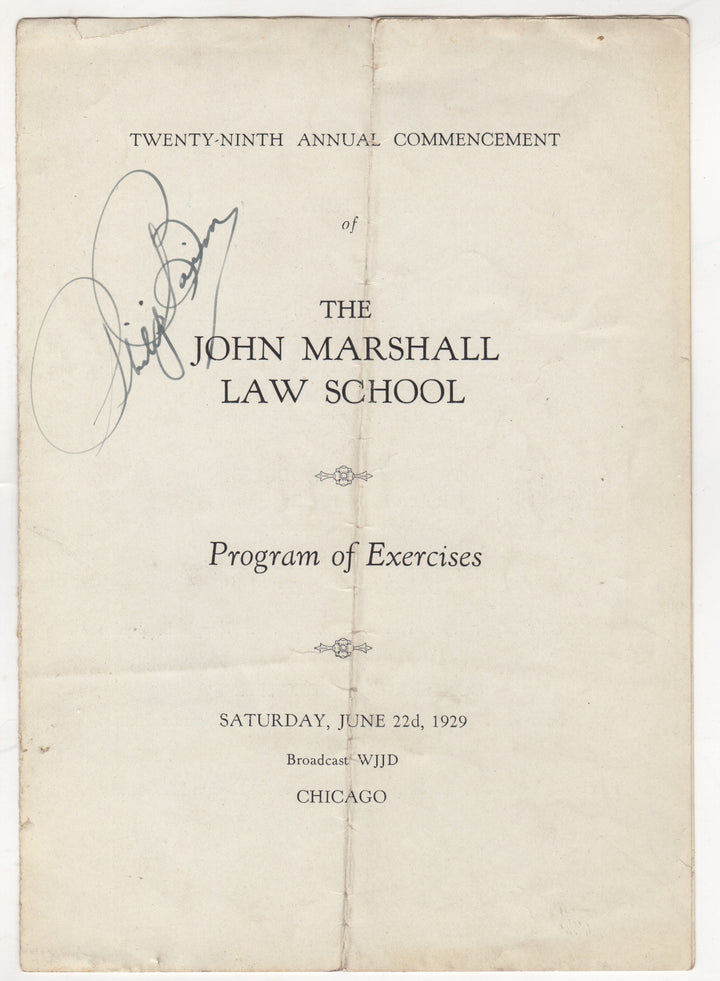 Philip Baim Chicago Lawyer Autograph Signed John Marshall Law School Program 1929