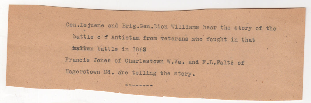 General John Lejeune Dion Williams Antietam Civil War Vets 1920s News Press Photo