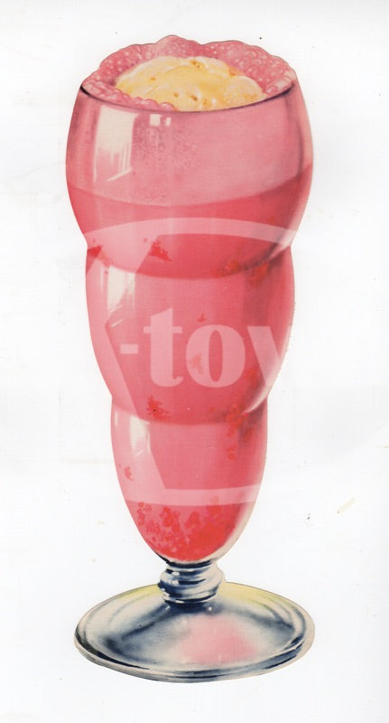Strawberry Ice Cream Float Vintage Soda Shop Graphic Advertising Cut Out