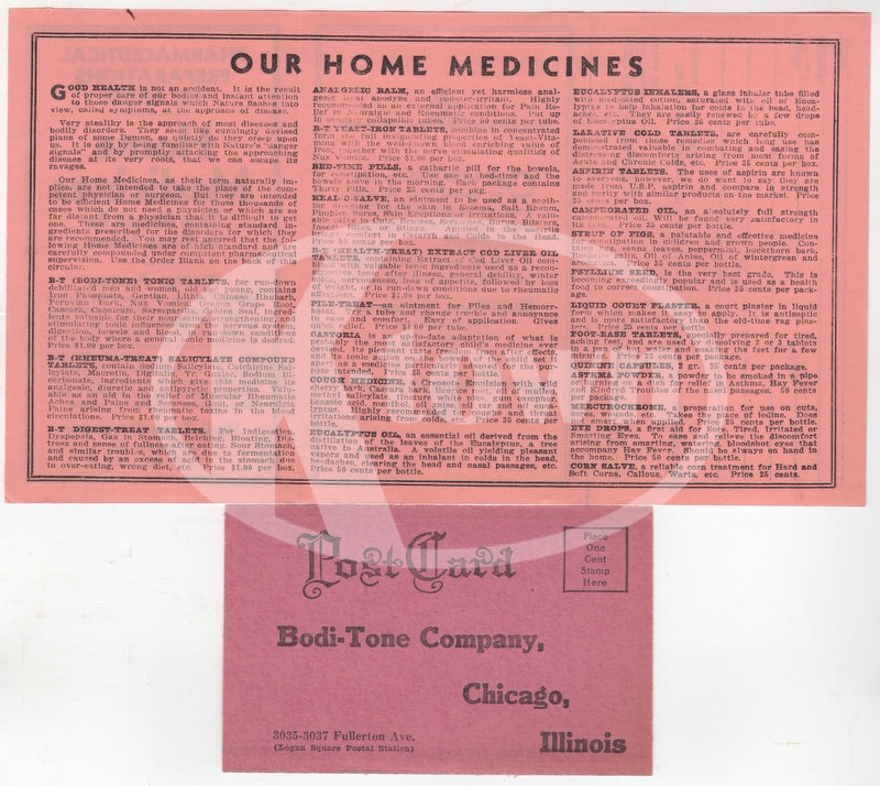 Bodi-Tone Quack Medicine Pharmaceuticals Vintage Advertising Letter Flyer