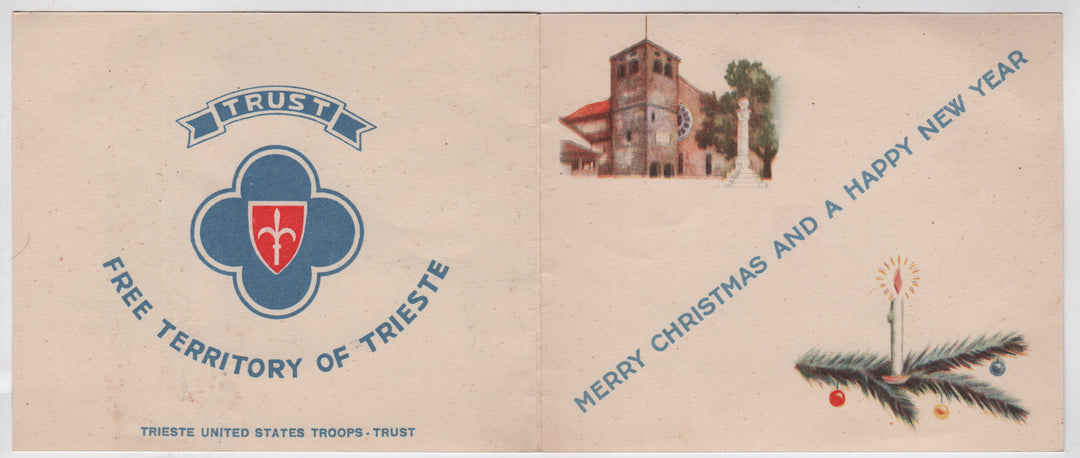 Trieste Free Territory United Nations Italy WWII Vintage Christmas Card 1940s
