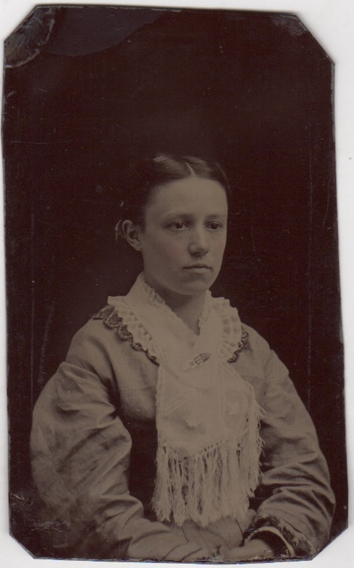 Lovely Young Woman and her Grandmother Crisp Antique Tintype Photos