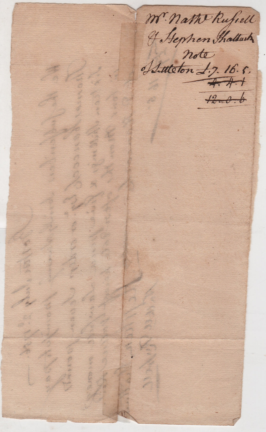 Thomas Hancock 1756 Promissory Note to Stephen Shattuck of Littleton, MA