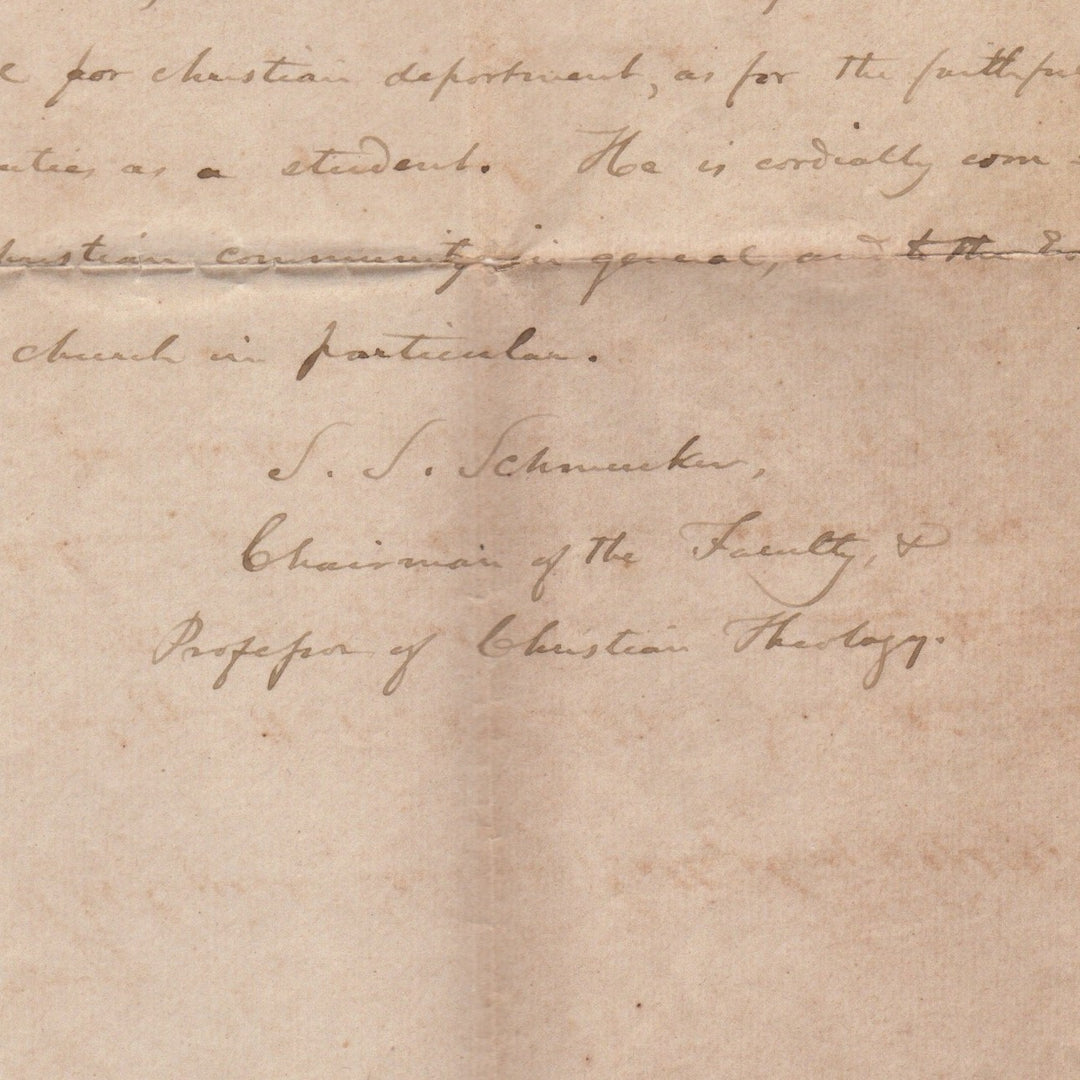 Rev. Samuel Simon Schmucker Gettysburg Seminary Abolitionist Autographed Letter 1852