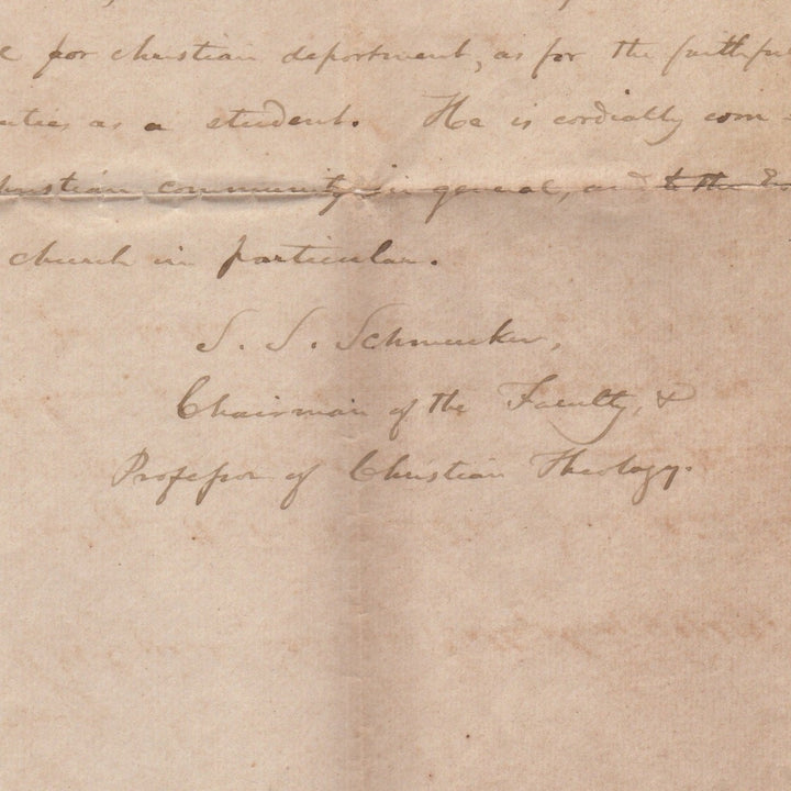 Rev. Samuel Simon Schmucker Gettysburg Seminary Abolitionist Autographed Letter 1852