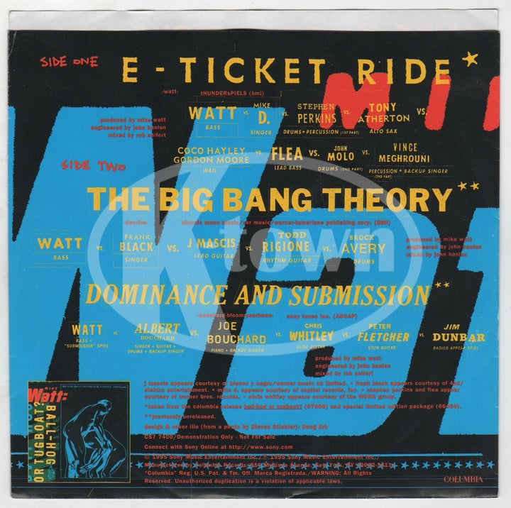 Mike Watt E-Ticket Ride Dominance & Submission Columbia Records 7″ 45 Rpm Record