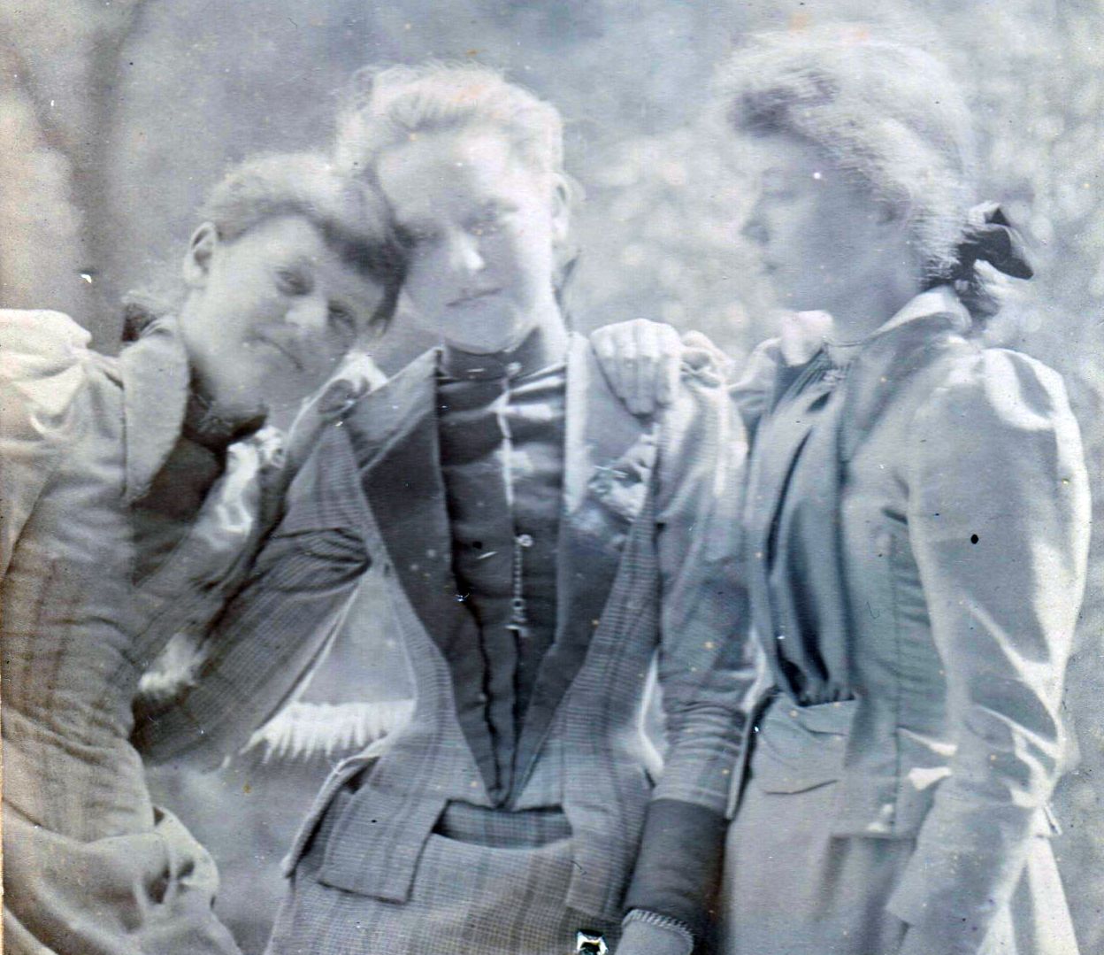 Young Fashionable Girlfriends Antique Photo of a Photo on Board