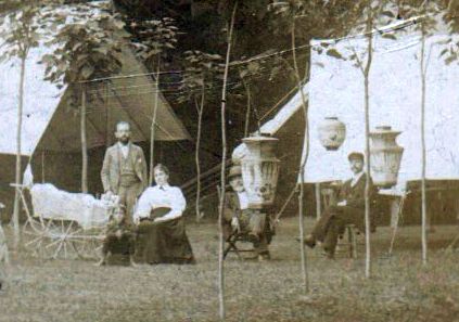 Camp Utopia St. George New Brunswick Camping Scene Antique Photo on Board