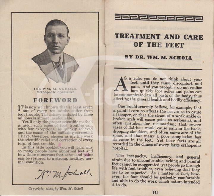 Dr. Scholls Treatment and Care of Feet Antique Graphic Advertising Booklet 1923