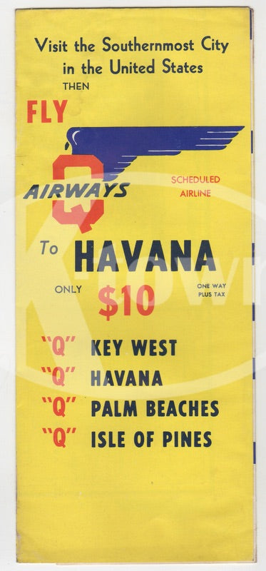 Aerovias Q Airways Flights to Havana Cuba Rare Vintage Advertising Brochure