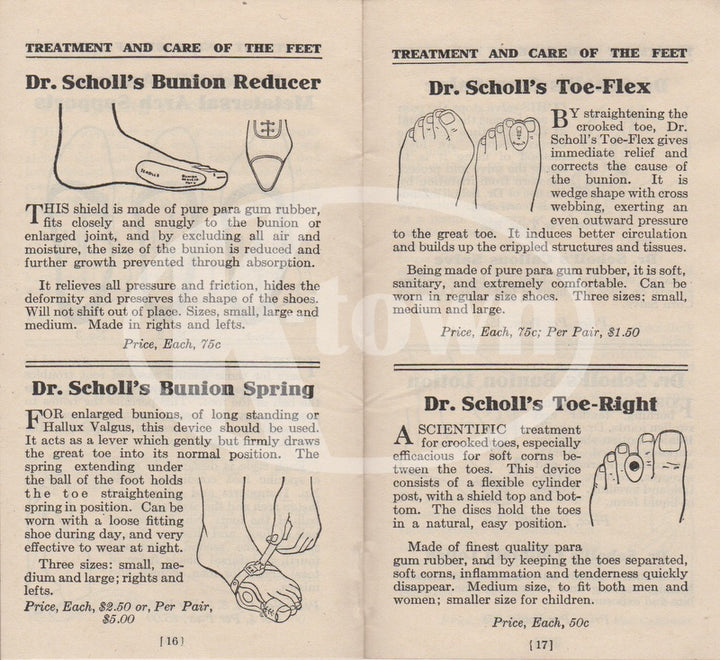 Dr. Scholls Treatment and Care of Feet Antique Graphic Advertising Booklet 1923
