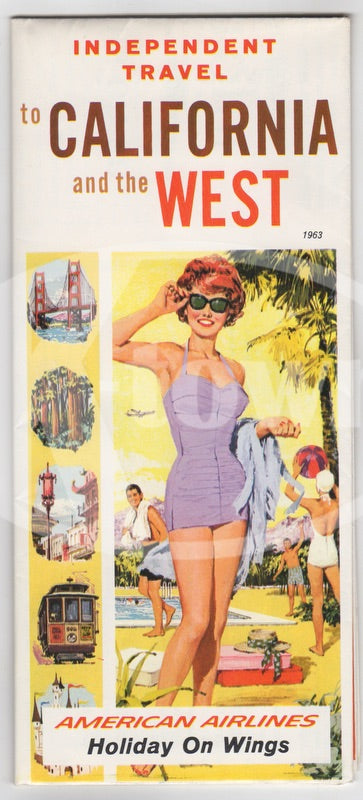 American Airlines California Vintage Graphic Advertising Travel Brochure Poster