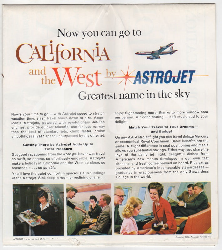 American Airlines California Vintage Graphic Advertising Travel Brochure Poster