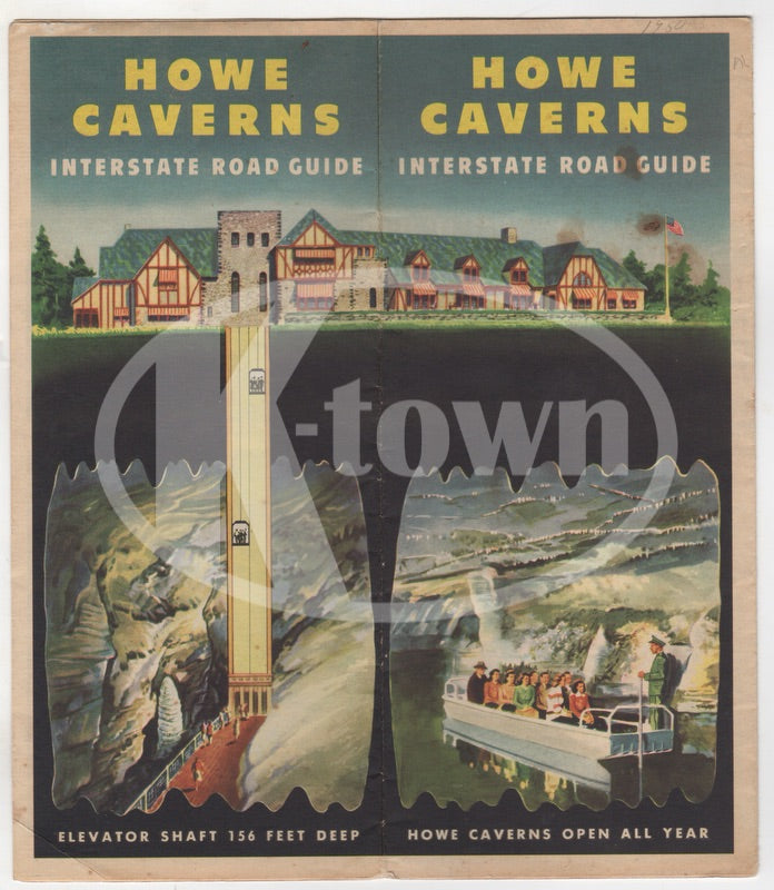 Howe Caverns New York State Vintage Graphic Advertising Souvenir Travel Brochure