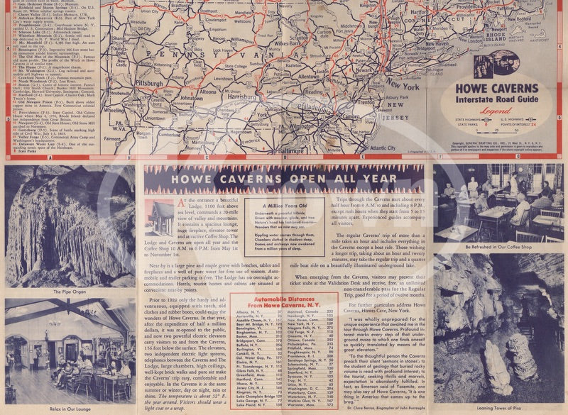 Howe Caverns New York State Vintage Graphic Advertising Souvenir Travel Brochure