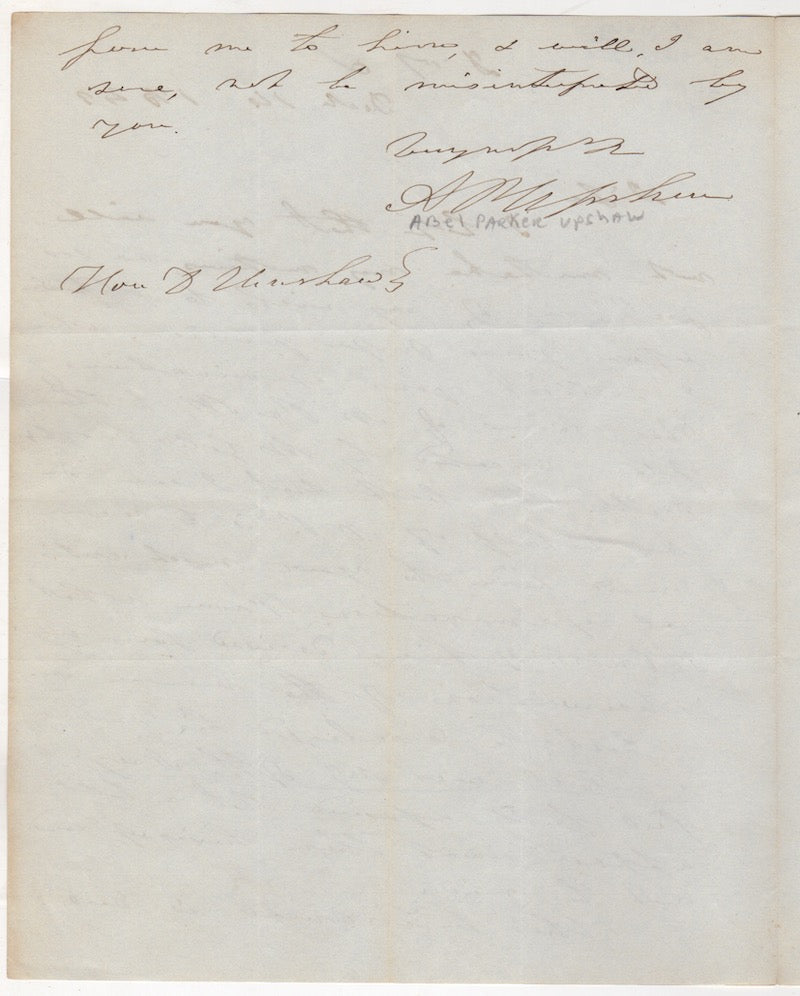 Abel Parker Upshur US Secretary State & Navy Autograph Signed Letter 1843