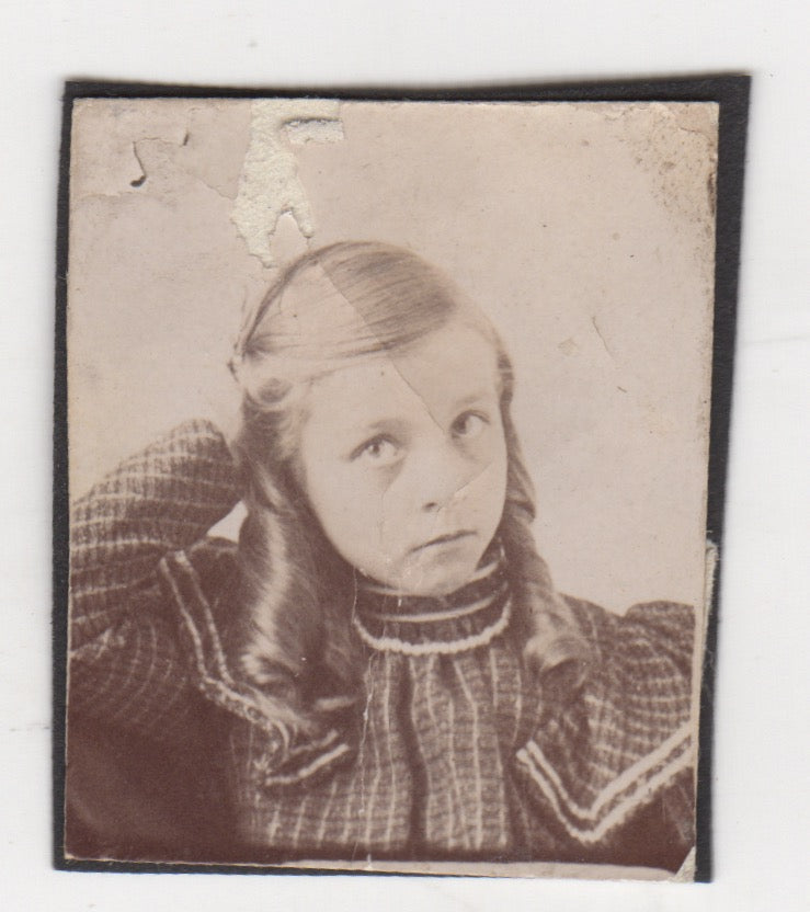 Darling Little Girl with Cute Curls Antique GEM Arcade Photo