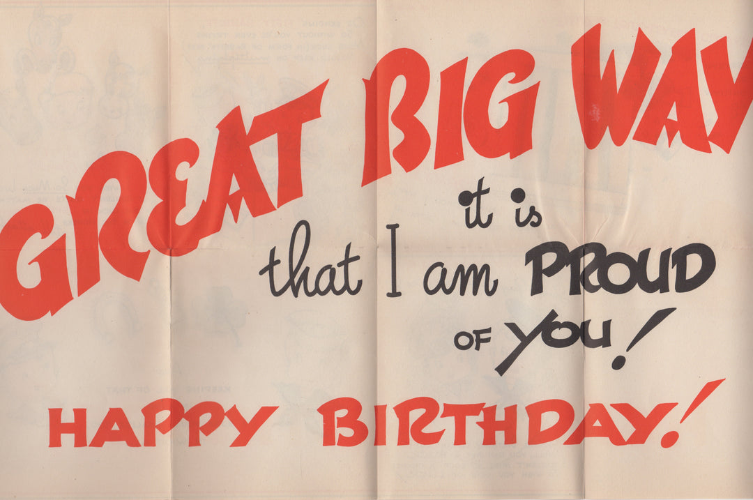 Army Navy Birthday Greetings Vintage WWII Graphic Art Greeting Card