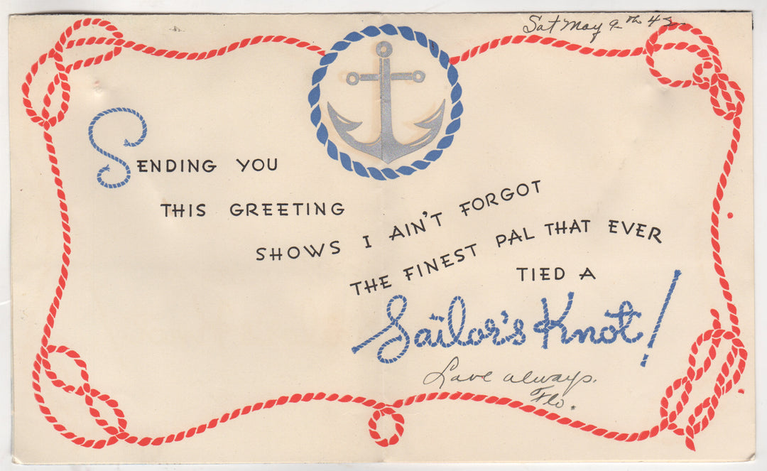 Someone in the Navy Vintage WWII Graphic Patriotic Greeting Card 1945