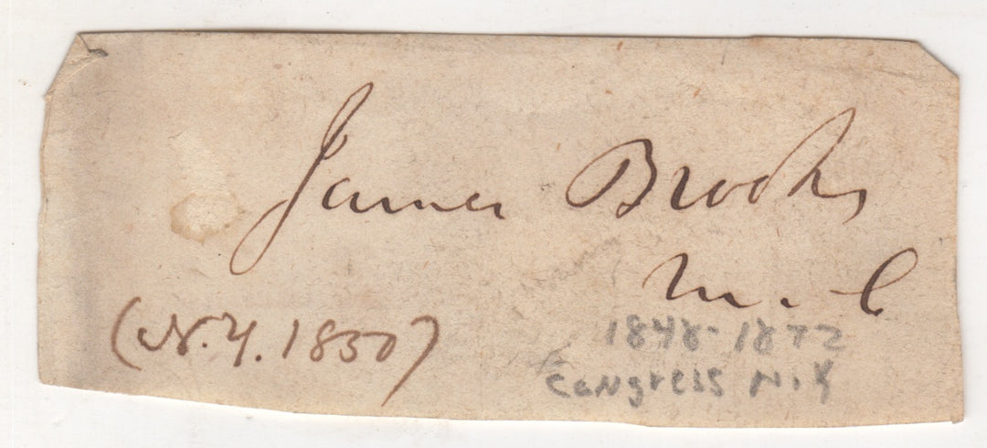 James Brooks Civil War Copperhead NY Congressman Autograph Signature