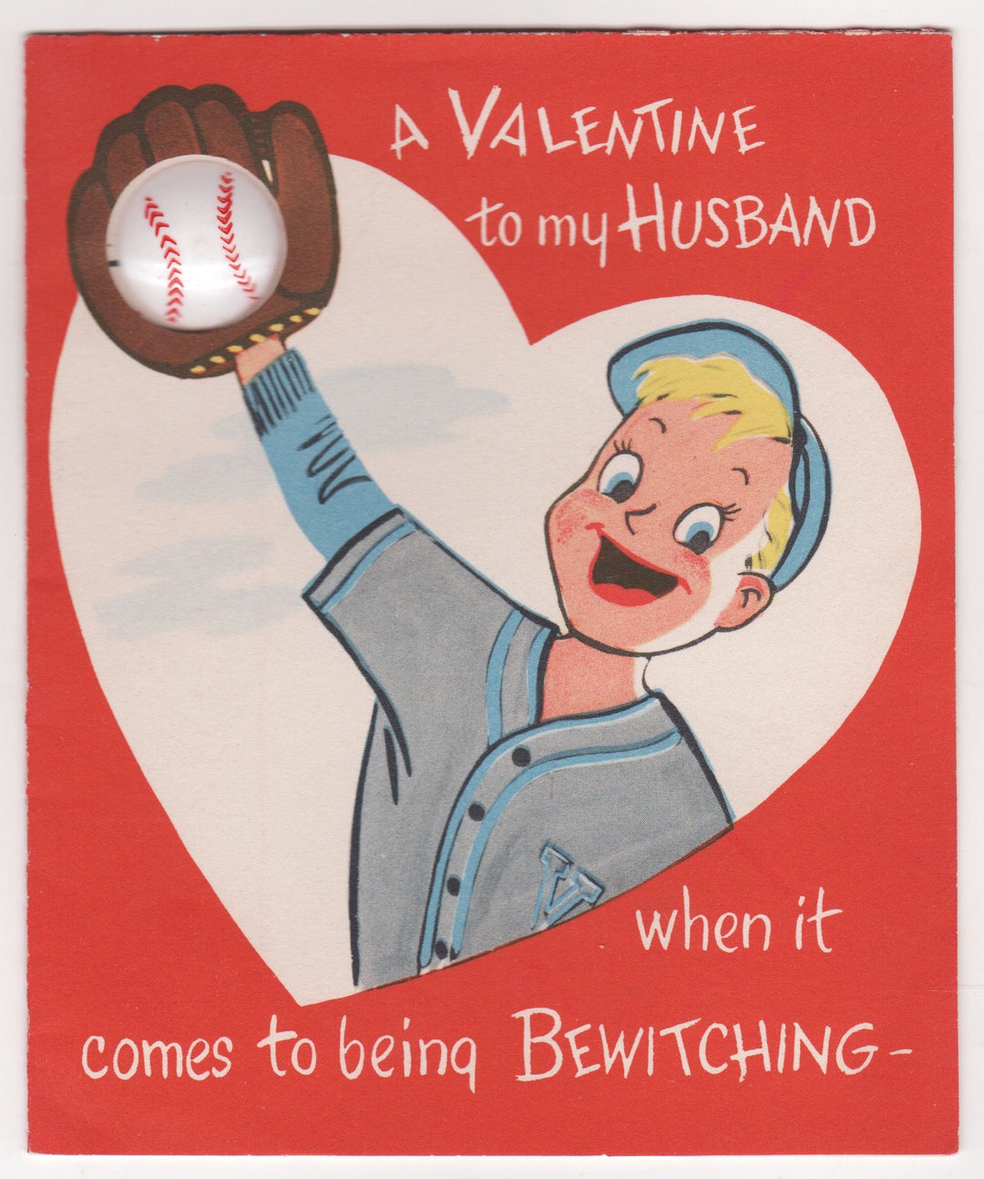 Bewitching Baseball Player Cute Vintage Valentine's Day Card