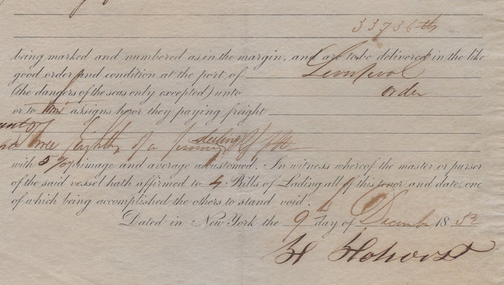 Abraham Bell Cotton Ship Southern Slave Owner Antique Signed Legal Document 1852