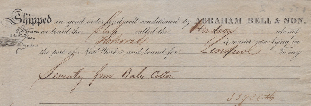 Abraham Bell Cotton Ship Southern Slave Owner Antique Signed Legal Document 1852