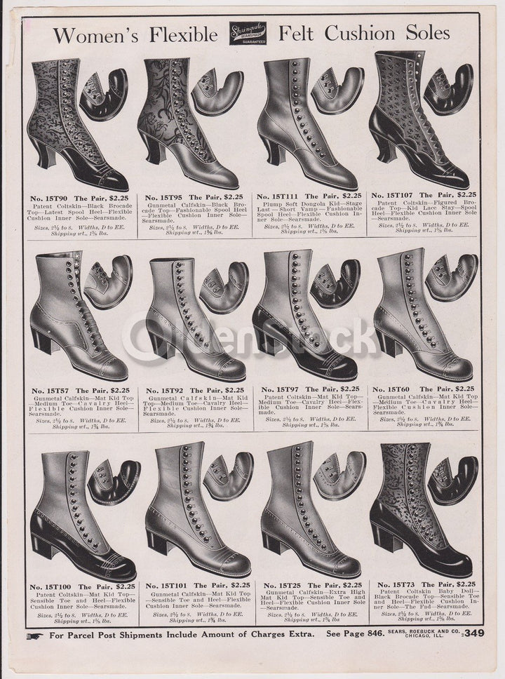Sears Victorian Women's Heeled Boots & Shoes Designs Antique Graphic Advertising Flyer Print