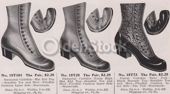 Sears Victorian Women's Heeled Boots & Shoes Designs Antique Graphic Advertising Flyer Print