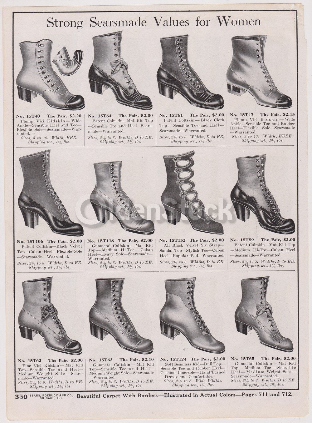 Sears Victorian Women's Heeled Boots & Shoes Designs Antique Graphic Advertising Flyer Print