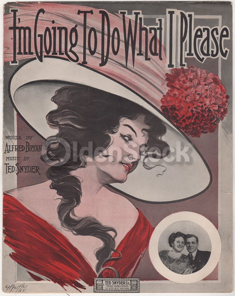 I'm Going to Do What I Please Antique Art Deco Graphic Sheet Music 1909