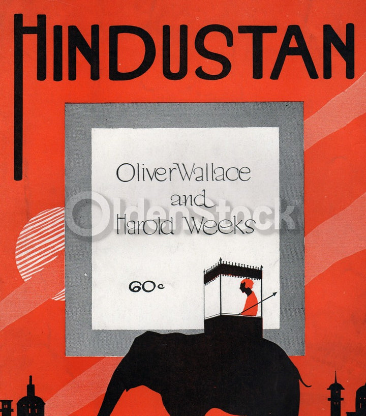 Hindustan Indian Themed Antique Graphic Art Sheet Music 1918