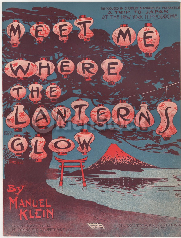 Meet Me Where the Lanterns Glow Antique Graphic Art Sheet Music 1909