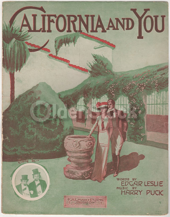 California and You Hilton & Hughes Song Antique Graphic Art Sheet Music 1914