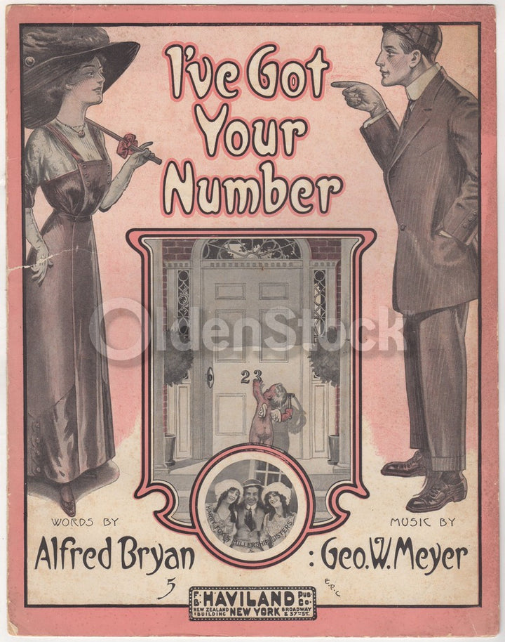 I've Got Your Number Harry Fox Antique Graphic Art Sheet Music 1910